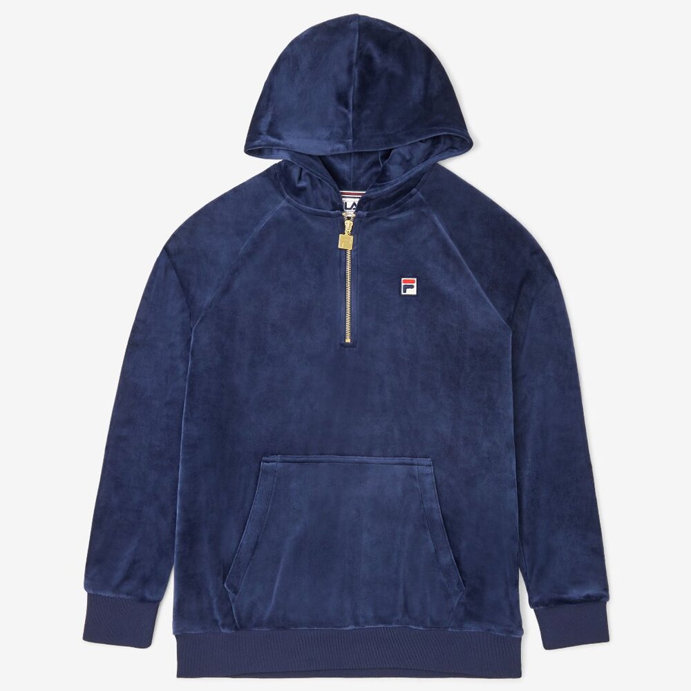 Fila Royal Blue Half-Zip Velvet Hoodie